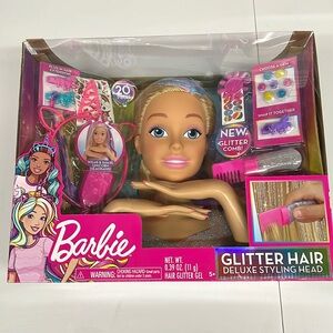 NIB Barbie Glitter Hair Deluxe Styling Head